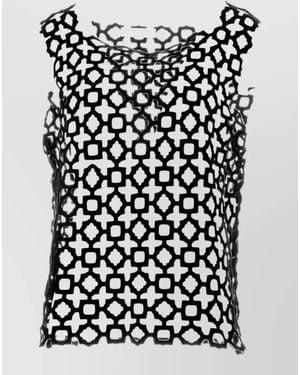 Niccolò Pasqualetti Carta Tank Top Geometric Lace Embroidery - Black