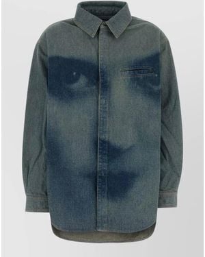 Jean Paul Gaultier Printed Denim Shirt - Blue