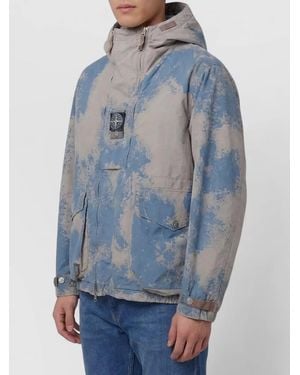 Stone Island Hooded Padded Lightweight Jacket - Blue