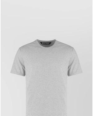 Palm Angels Cotton Crew Neck Short Sleeve T-Shirts - Grey