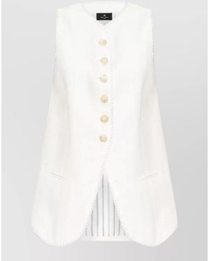 Etro Linen Button-Down Waistcoat - White