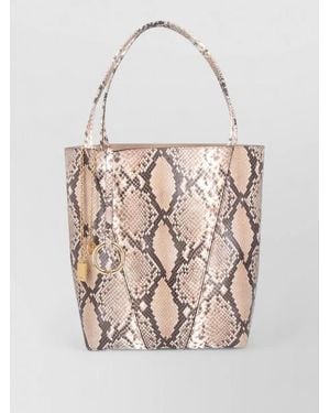 Chloé Snake Print Bucket Bag Dual Handles Hardware - Natural