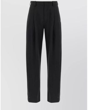 Moncler Genius Wool Blend Pleated Straight-Leg Tailored Pants - Black