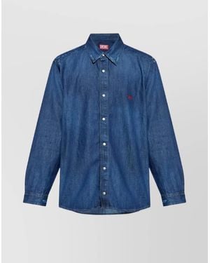 DIESEL Button-Down Collar Long Sleeve Shirt Design - Blue