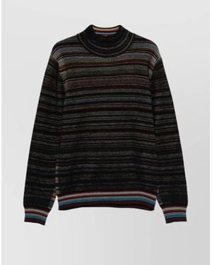 Paul Smith Turtleneck Sweater Striped Design - Black