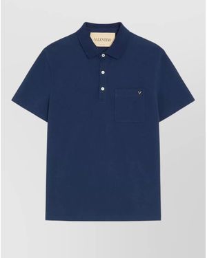 Valentino Garavani Vlogo Cotton Piqué Polo Shirt - Blue