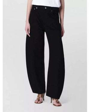 Agolde High Rise Wide Leg Pants Belt Loops - Black