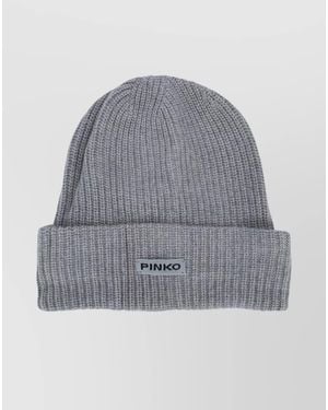 Pinko Cashmere Ribbed Beanie - Grey