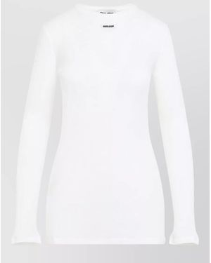 Miu Miu Cotton Mini Dress Long Sleeves - White