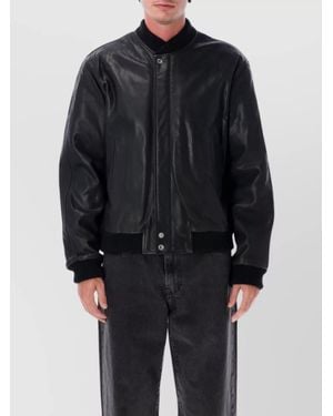 Isabel Marant Lamb Leather Cropped Bomber Jacket - Blue