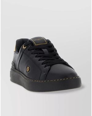 Balmain Leather Low-Top Sneakers - Black