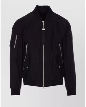 Moose Knuckles Bomber Jacket With Crewneck And Metal Hardware - Blue