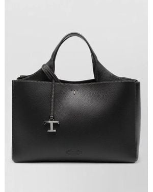 Tod's Pebbled Tote Bag Dual Top Handles - Black