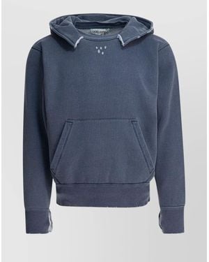 Our Legacy Hooded Sweatshirt With Kangaroo Pocket And Ribbed Cuffs - Blue