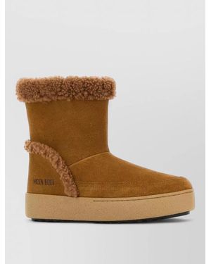 Moon Boot Ltrack Tina Suede Faux Fur Ankle Boots - Brown
