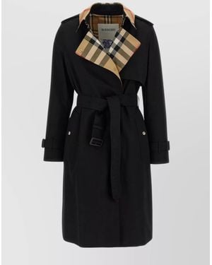 Burberry Trench Coat Belt Waist Epaulettes - Black