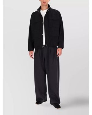 Studio Nicholson High Collar Long Sleeve Jacket With Pockets - Blue