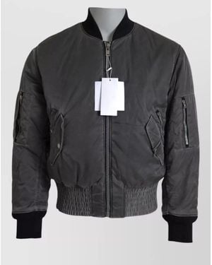 MM6 by Maison Margiela Nylon Ribbed Bomber Jacket - Grey
