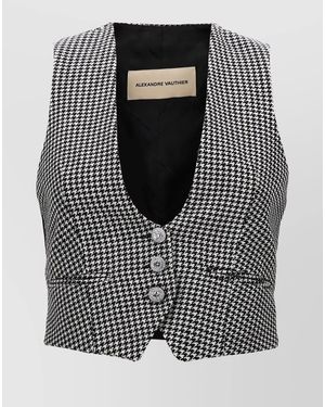 Alexandre Vauthier Houndstooth Waistcoat - Black
