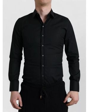 Dolce & Gabbana Cotton Stretch Slim Formal Dress Shirt - Black