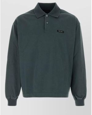 Prada Long Sleeve Cotton Polo Shirt Regular Fit - Green