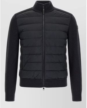 Moncler Cashmere Wool Quilted Padded Cardigan - Black