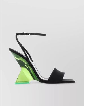 The Attico Satin Wedge Sandals - Black