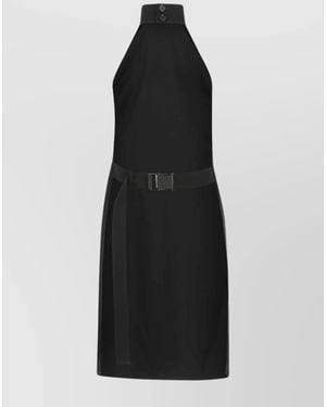 Burberry Silk Crepe Midi Dress - Black