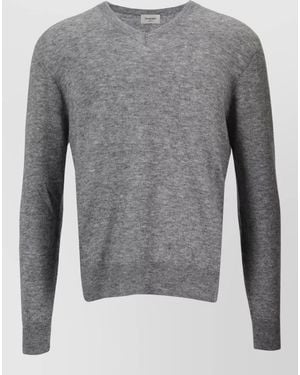 Saint Laurent Cashmere Silk V-Neck Jumper - Grey
