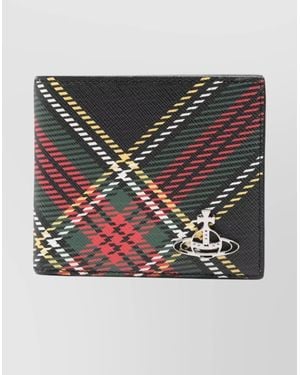 Vivienne Westwood Bi-Fold Wallet With Tartan Plaid Design - Gray