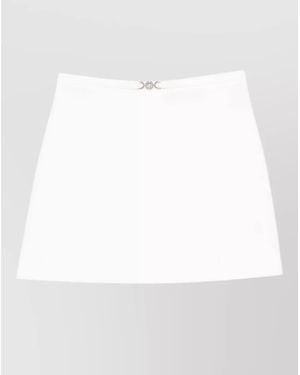 Versace Silk Nylon Mini Skirt Buckle Detail - White
