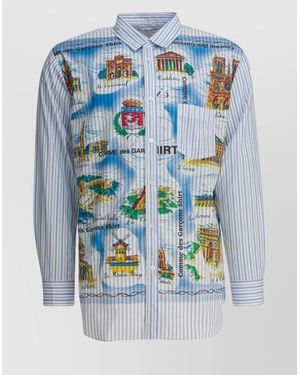 Comme des Garçons Striped Cotton Shirt - Blue