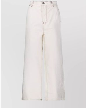 Ami Paris Wide Leg Denim Pants With Pockets - White