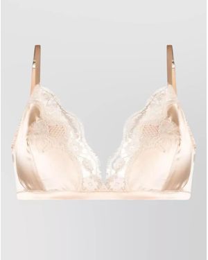 Dolce & Gabbana Silk Satin Lace Soft-Cup Bra - Natural