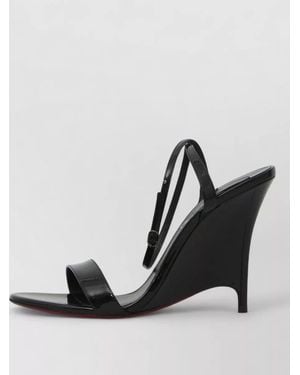 Christian Louboutin Leather Wedge Sandals - Black