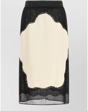 The Attico Lace Insert Midi Skirt - Black