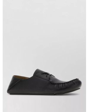 Loewe Rambla Lace Up Leather Moccasin Loafers - White