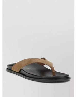 Stuart Weitzman Suede Strap Flat Sole Open Toe Slides - Grey