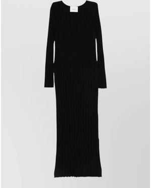 Lisa Yang Cashmere Knitted Crewneck Long-Sleeve Midi Dress - Black