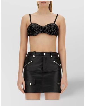 Moschino Sequined Cropped Top - Black
