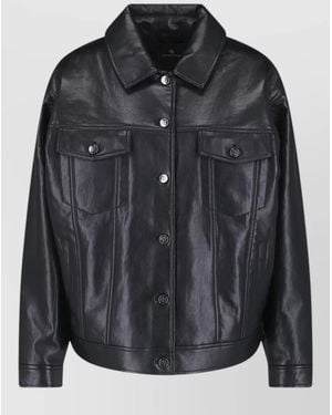 Anine Bing Long Sleeve Collared Coat Chest And Side Pockets - Black