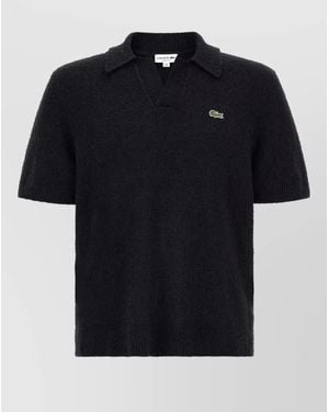Lacoste Knitted Bouclé Polo Short Sleeve Shirt - Black