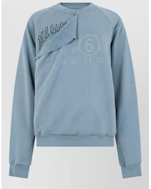 MM6 by Maison Margiela Cotton Logo-Print Sweatshirt - Blue