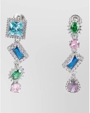 Maison Margiela Geometric Drop Earrings Tone Gemstones - Blue