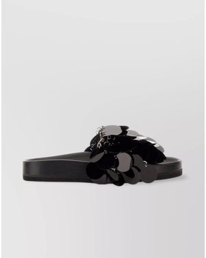 Rabanne Embellished Flat Sole Open Toe Sandal - Black