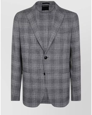ZEGNA Wool Linen Suit Jacket - Grey