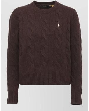 Ralph Lauren Ribbed Wool Cashmere Crewneck Sweatshirt - Brown