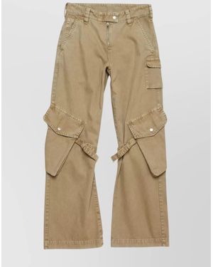 Acne Studios Wide Leg Denim Cotton Jeans With Cargo Pockets - Natural