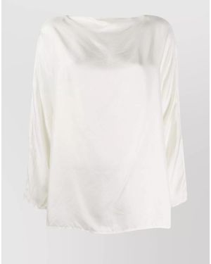 Daniela Gregis Lightweight Long Sleeve Blouse With Boat Neck - White