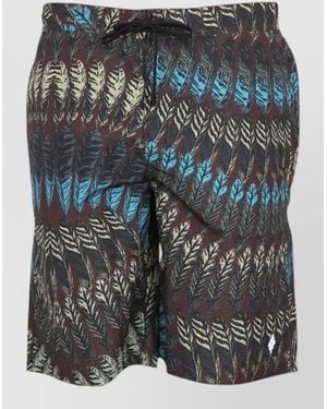Marcelo Burlon Logo Pattern Swim Shorts Drawstring Waist - Grey